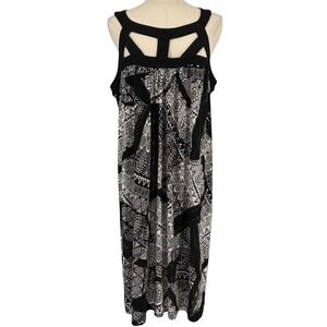 En Focus Women‎ Shift Dress Black White Geometric Cage Neck 14W